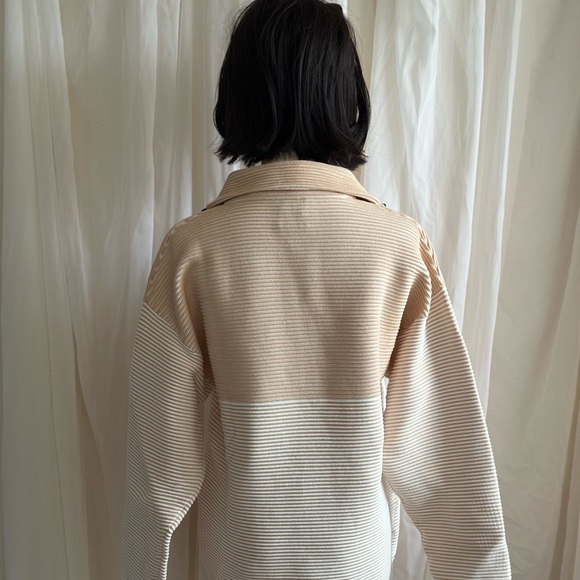 Y2K ATHLEISURE APRÈS-SKI Neutral Two Tone Zip Jumper / Sweatshirt V Neck Sweater - Picture 10 of 14
